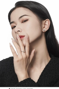 Close-up of minimalist S925 sterling silver ring with elegant white mother of pearl inlay