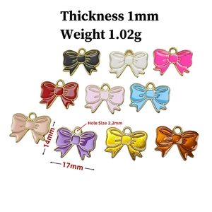 Enamel alloy bow pendants in ten colors for DIY jewelry making 17x14mm set