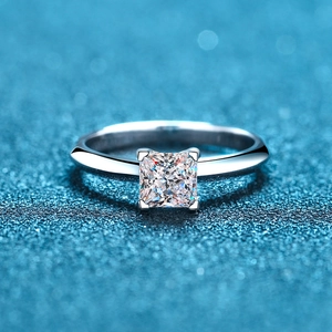 925 Sterling Silver Princess Cut Moissanite Ring For Women Geometric Four Claw Electroplated Zirconia Jewelry Ring