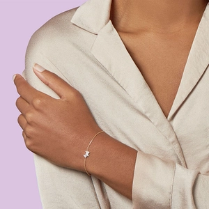 Adjustable S925 silver dog charm bracelet with sparkling zircon stones in gold finish