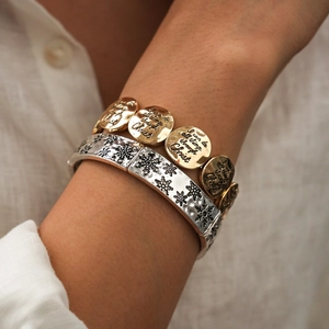 Bracelet Jonc En Alliage Vintage Avec Flocon De Neige Et Verset Biblique Gravé Bijoux Religieux Pour Femmes