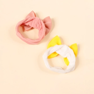 Soft elastic baby headbands set featuring solid pink and floral bow designs for infants