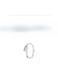 Detail showing crystal lotus pearl necklace specs, 124.7cm length and 146g weight