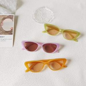Retro cat-eye sunglasses for women in green, purple, and orange with thick frames