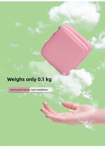 Pink square leather jewelry box weighing only 0.1kg with zipper for easy travel storage