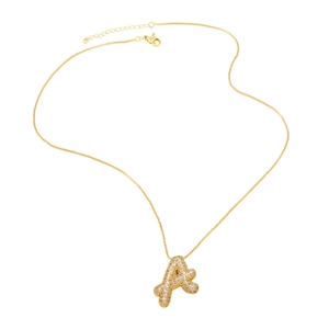 Collier en or avec pendentif lettre A serti de cristaux pour bijoux de style élégant