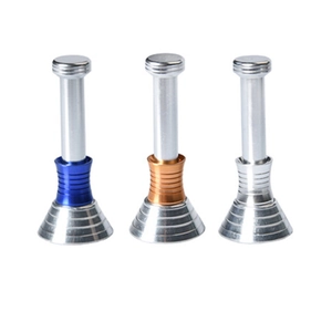 Moondrop gravity fidget desk toy in aluminum with silver, blue, and copper sliders