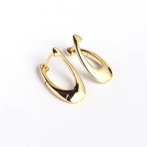 Minimalist S925 silver gold-plated irregular U-shape teardrop hoop earrings for women