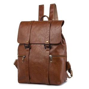 Zaino retrò in pelle PU marrone con doppie cinghie a fibbia e stile vintage chic