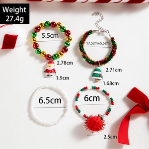 Christmas themed pet collars with Santa and tree charms in red, green and white colors