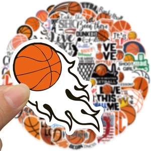 Waterproof basketball sports stickers for laptop and luggage decoration, 50-piece set