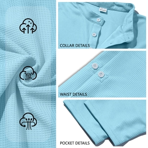 Maglia Henley celeste da uomo in tessuto traspirante a nido d'ape con dettagli rifiniti