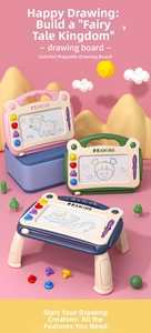 Children's magnetic drawing board with four shape stamps and detachable easel legs