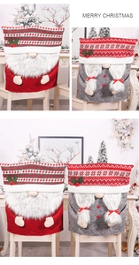 Détail de housses de chaise de Noël avec motifs de nains mignons et de flocons de neige