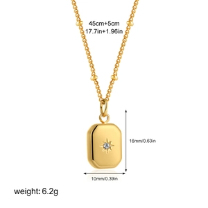 Détails du pendentif en or avec zircon, longueur de chaîne de 45cm et poids de 6,2g