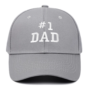 Klassische graue Baumwoll-Baseballkappe mit weißem #1 DAD Stickerei auf weißem Grund