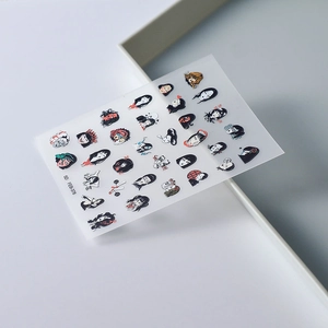 Detailed macro view of 5D embossed nail art sticker FEB-378 with textured 3D female portraits