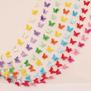 Colorful 3D butterfly wall stickers in red blue and yellow for party decoration