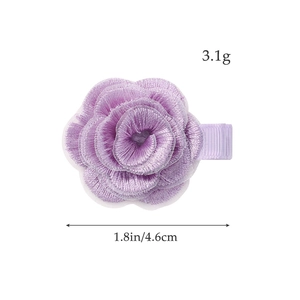 Handmade purple embroidered rose hair clip with 4.6cm width and 3.1g lightweight design