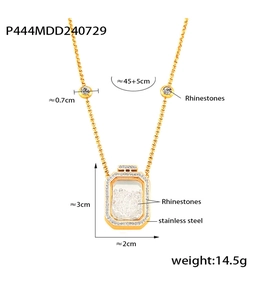 Detailed specs of the rhinestone perfume bottle pendant stainless steel necklace