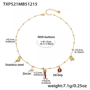 Détails des pendentifs plaqués or 18k avec zircons et dimensions du collier