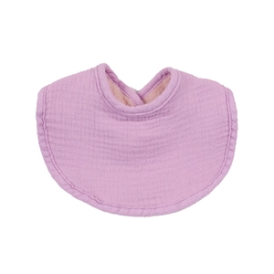 Absorbent light purple cotton muslin baby bib with soft gauze texture for newborns