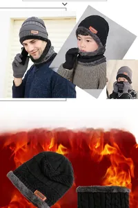Détail de l'ensemble d'hiver avec doublure en polaire épaisse dans le bonnet et l'écharpe