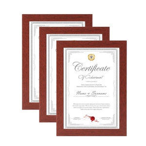 Three-piece walnut wood grain certificate frames set for awards and license display