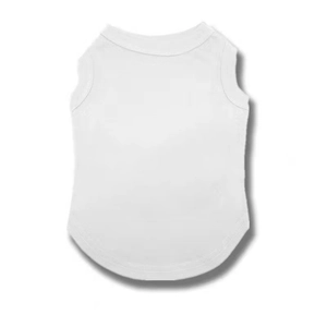 Detail view of white cotton pet vest showing high-quality stitching and breathable fabric