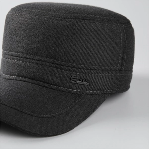 Casquette d'hiver pour homme en laine avec protège-oreilles et doublure chaude grise