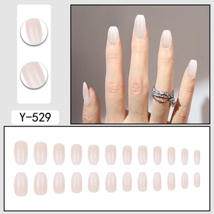 Pink gradient long trapezoid press-on nail kit Y-529 with 24 pieces in various sizes