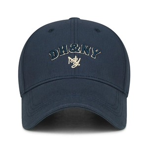 Navy blue cotton baseball cap with DH&NY embroidery and adjustable curved brim