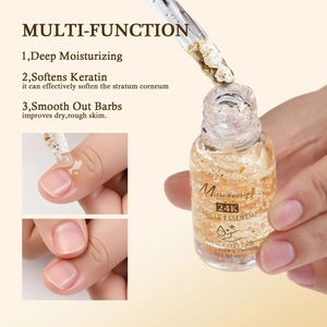 Huile cuticule aux feuilles d'or 24K avec pipette pour soin profond des ongles 15ml