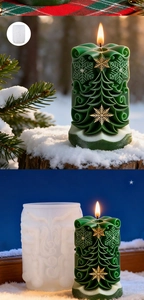 Makroansicht der Weihnachtsbaumkerzenform mit detaillierter Textur und 3D-Schnitzerei