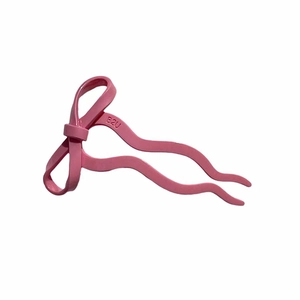Pink ballet style bow hair pin for women with wavy U-shaped design for hair styling