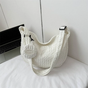 Pleated Bubble Texture Shoulder Bag Large Capacity Crossbody Hobo Bag With Round Coin Purse Minimalist Fashion For Women