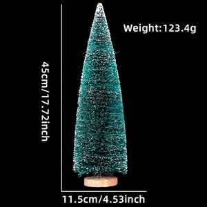Mini 45cm frosted Christmas tree with sisal needles and wooden base on black background