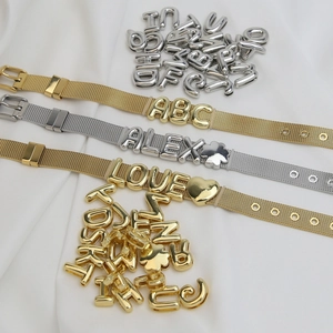 DIY custom mesh bracelet with 18k gold and silver bubble letters on white silk