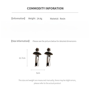 Detailed size and material chart for Chinese style fan earrings with resin and silver pins