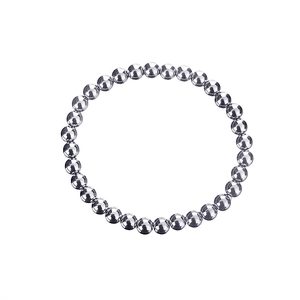 Waterproof minimalist stainless steel beaded stretch bracelet with polished silver beads