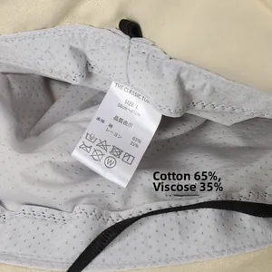 Detail of breathable mesh lining and washing label for UPF50+ sun hat size L