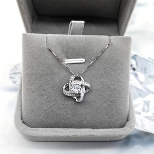 S925 sterling silver spinning clover necklace with sparkling cubic zirconia in a gift box