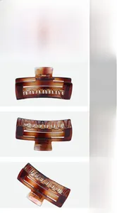 Detailed views of 12cm large square tortoise shell hair claw clip with strong metal spring