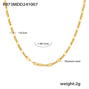 Detail of 0.2cm wide gold titanium steel wave chain with 40+5cm adjustable length