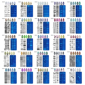 Rectangle nail art stamping plate set with 25 diverse geometric and lace patterns