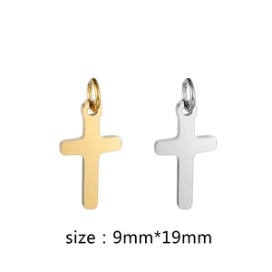 Pendentif Croix En Acier Inoxydable Poli Miroir Petit Charme Avec Anneau Pour Fabrication De Bijoux DIY Collier Bracelet