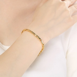 Bracelet chaîne en acier inoxydable plaqué or 18K poli pour hommes et femmes