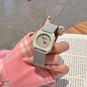 Women Square Quartz Watch Cartoon Fashion Silicone Strap Waterproof Japanese Movement Student Casual Wristwatch