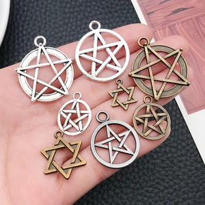 Antique silver and bronze star tarot charms set on hand for jewelry making diy