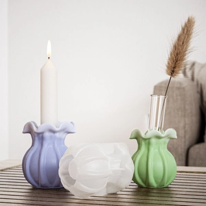 Detailed view of translucent silicone mold and wavy lotus edge flower vase resin crafts